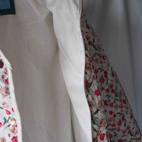 Draper James Floral Quilted Puffer Un-Belted Full Zip Coat Size S -project as is - Picture 12 of 16